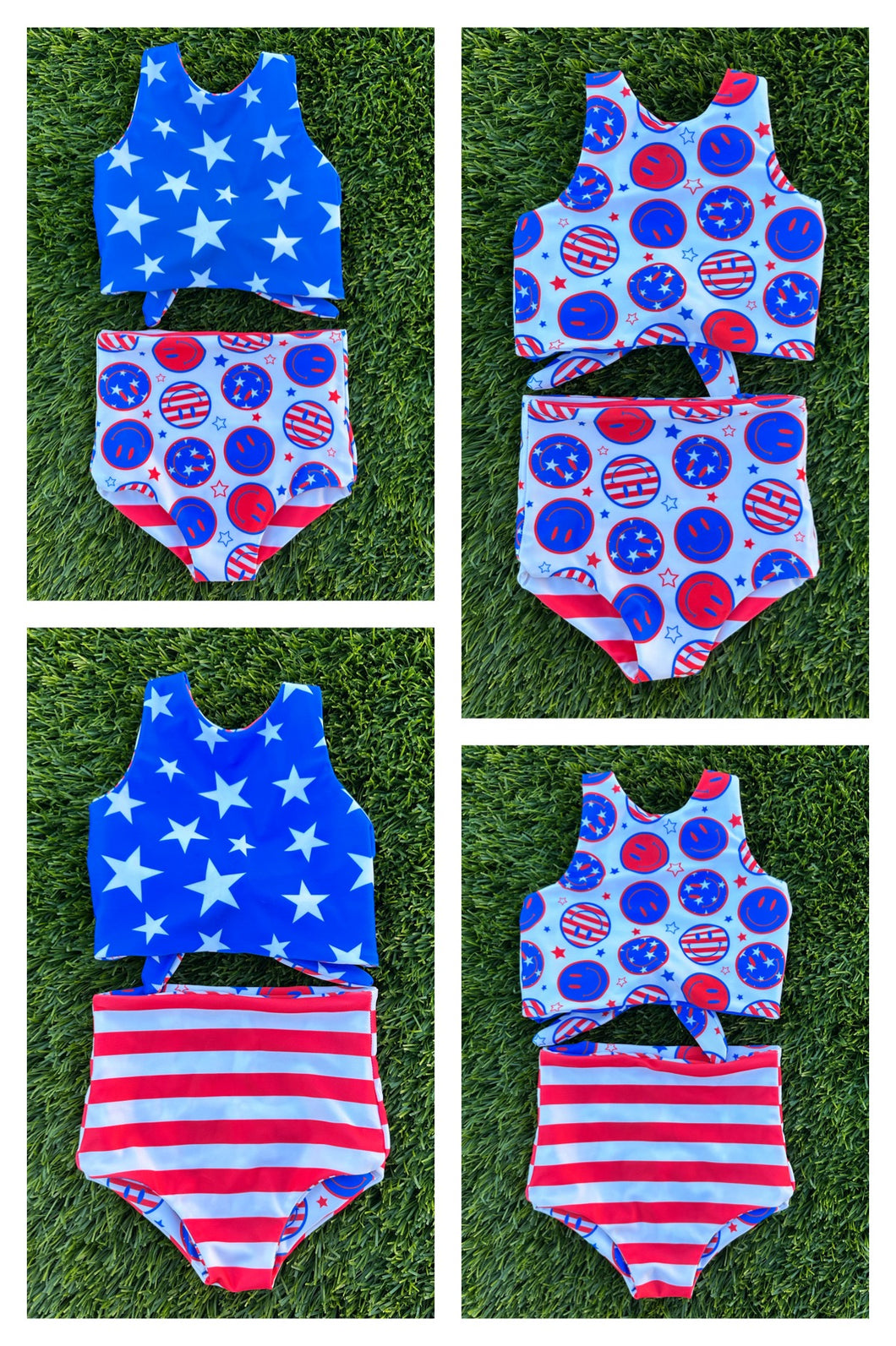 Smiley/ Stars & Stripes Reversible Bikini