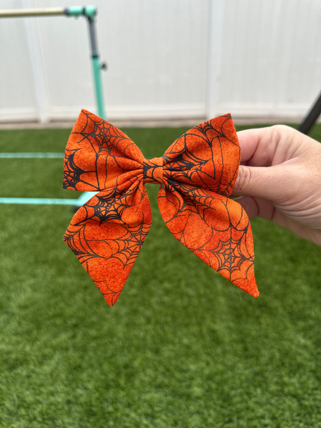 Orange Spiderweb Cat Sailor Bow