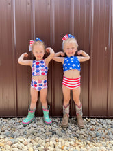 Load image into Gallery viewer, Smiley/ Stars &amp; Stripes Reversible Bikini
