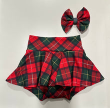 Load image into Gallery viewer, Red/ Green Plaid Skirted Bummies (bow not included)
