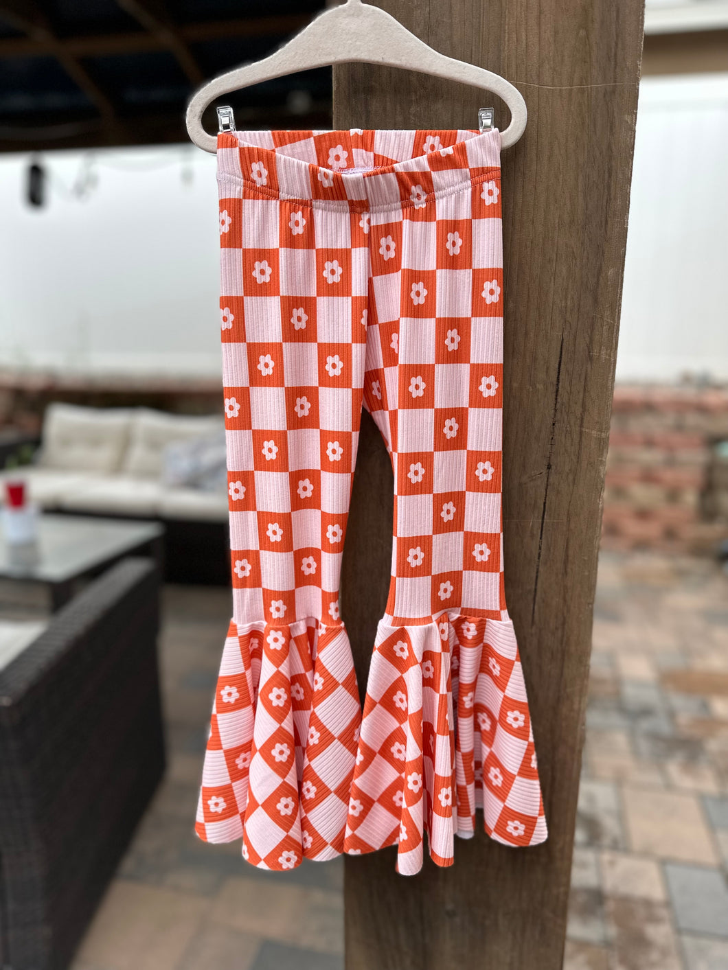 Orange checkered Bell Bottoms
