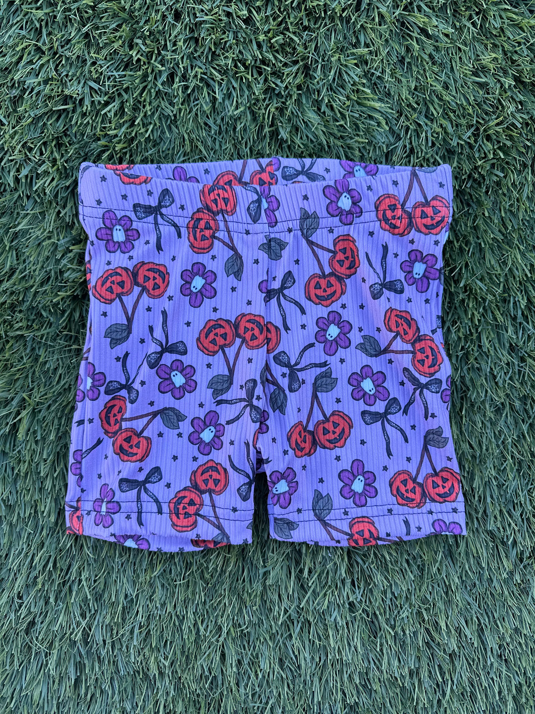 Purple Cherry Pumpkin Biker Shorts