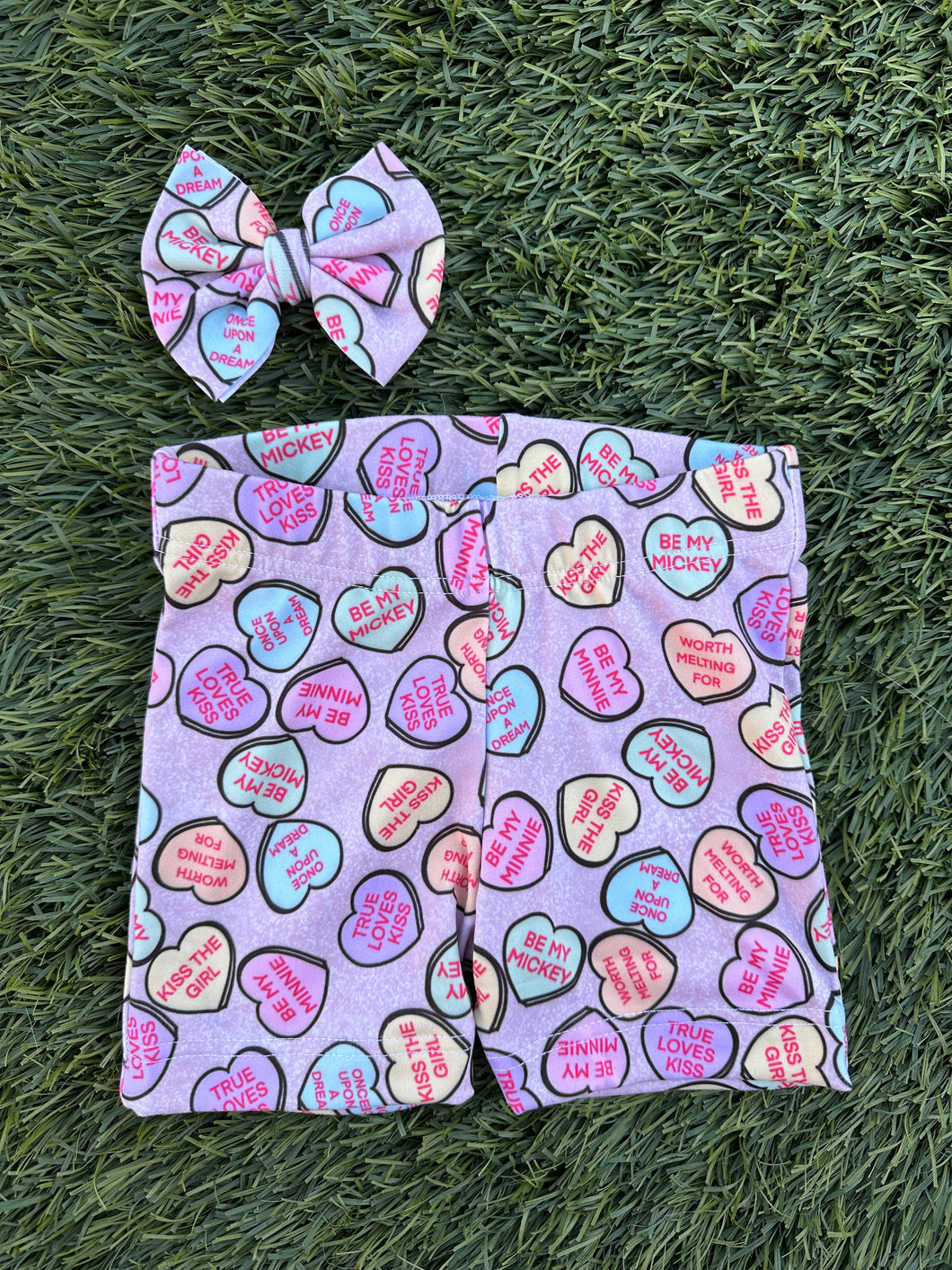 4T Candy Heart Biker Shorts w/ Bow