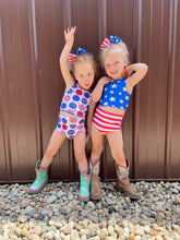 Load image into Gallery viewer, Smiley/ Stars &amp; Stripes Reversible Bikini
