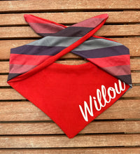 Load image into Gallery viewer, Red/ Striped Reversible Doggy Bandana no
