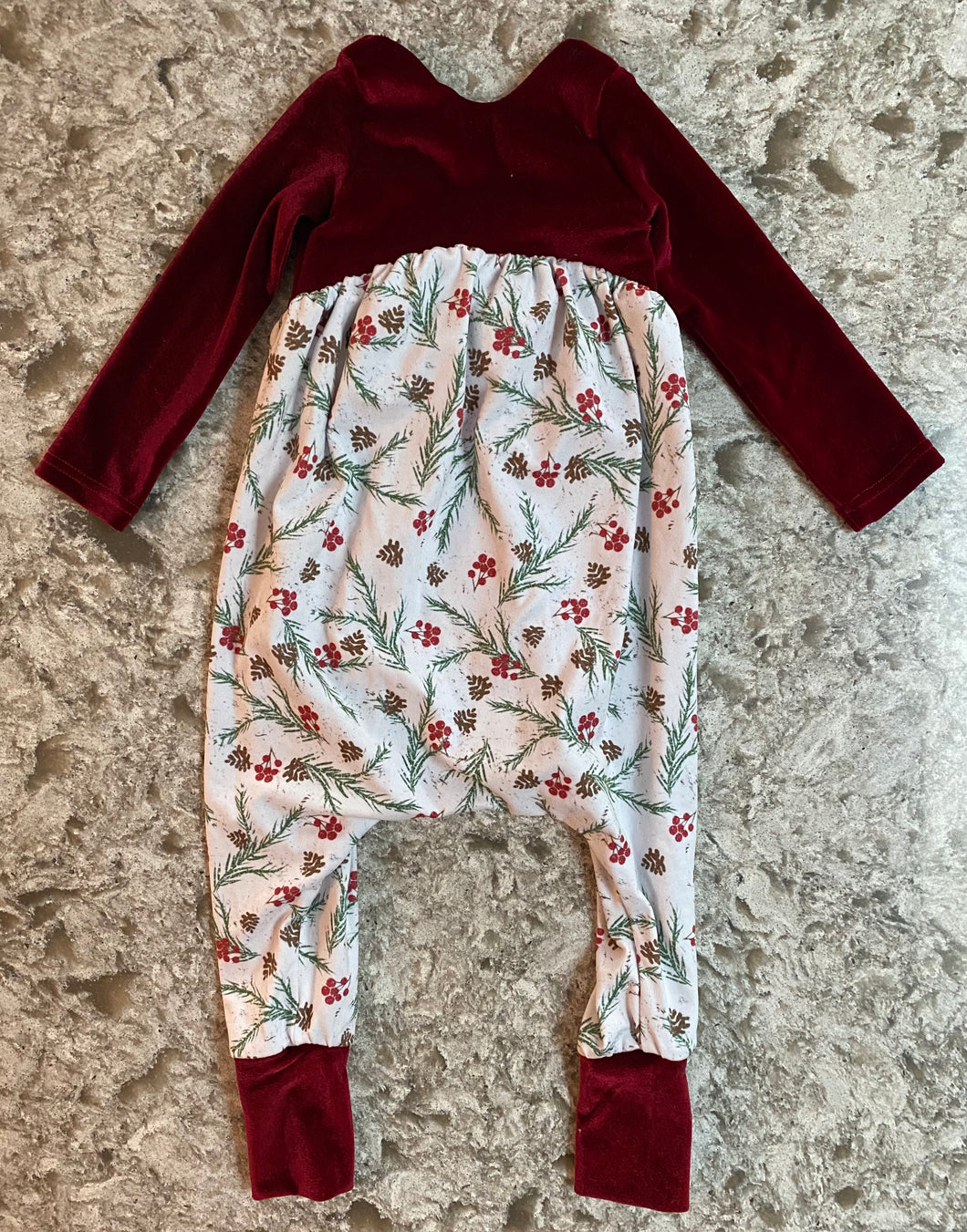 12m HollyBerry Red Velvet Alleycat Romper